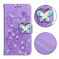 Case For Samsung Galaxy A6 (2018) / A6 (2018) / A5(2017) Wallet / Card Holder / Rhinestone Full Body Cases Butterfly / Solid Colored PU Leather