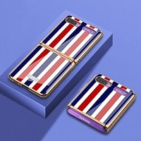 Case For Samsung Galaxy Galaxy Z Flip Plating Pattern Back Cover Lines Waves Marble Tempered Glass Metal miniinthebox