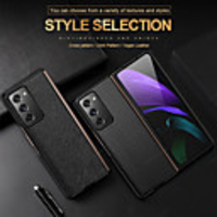 Case For Samsung Galaxy Galaxy Z Fold 2 Shockproof / Flip Full Body Cases Lines / Waves / Solid Colored Genuine Leather