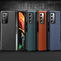 Case For Samsung Galaxy Galaxy Z Fold 2 Shockproof / Ultra-thin Back Cover Lines / Waves / Solid Colored Genuine Leather