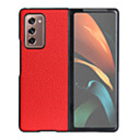 Case For Samsung Galaxy Galaxy Z Fold 2 Shockproof Back Cover Solid Colored Genuine Leather