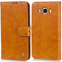 Case For Samsung Galaxy J5(2016) Card Holder / Flip Full Body Cases Solid Colored Hard PU Leather for J5 (2016)