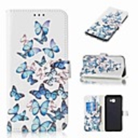 Case For Samsung Galaxy J7 (2016) / J7 / J6 Plus Wallet / Card Holder / Flip Full Body Cases Butterfly Hard PU Leather