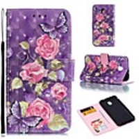 Case For Samsung Galaxy J7 (2018) / J6 (2018) / J5 (2017) Wallet / Card Holder / with Stand Full Body Cases Flower Hard PU Leather