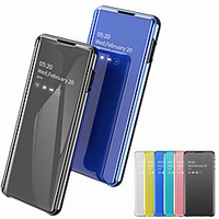 Case for Samsung Galaxy S10 S10E S10Plus Plating Mirror Flip Full Body Cases Solid Colored PU Leather PC S9 S9 Plus S8 S8 Plus S7 S7 Edge miniinthebox
