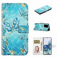 Case For Samsung Galaxy S20 / Galaxy S20 Plus / Galaxy S20 Ultra Wallet / Card Holder / with Stand Full Body Cases Blue Butterfly PU Leather / TPU for Galaxy A51 / A71 / A80 / A70 / A50 / A30S / A20