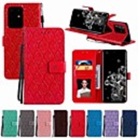 Case For Samsung Galaxy S20 Plus / S20 Ultra / S20 Wallet / Card Holder / with Stand Rattan Flower Embossing PU Leather / TPU for Galaxy A51 / Galaxy A71 / A91 / A81