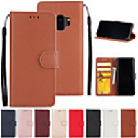 Case For Samsung Galaxy S9 / S9 Plus / S7 edge Card Holder Full Body Cases Solid Colored PU Leather