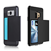 Case For Samsung Galaxy S9 / S9 Plus / S8 Plus Card Holder Back Cover Solid Colored Hard PC