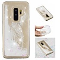 Case For Samsung Galaxy S9 / S9 Plus / S8 Plus Flowing Liquid / Pattern / Glitter Shine Back Cover Feathers / Glitter Shine Soft TPU