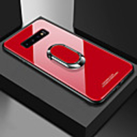 Case For Samsung Galaxy S9 / S9 Plus / S8 Plus Shockproof / with Stand / Ring Holder Back Cover Solid Colored Hard TPU / Tempered Glass