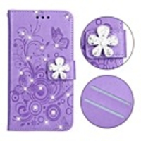 Case For Samsung Galaxy S9 / S9 Plus / S8 Plus Wallet / Card Holder / Rhinestone Full Body Cases Butterfly / Solid Colored PU Leather