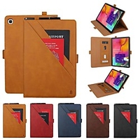 Case For Samsung Galaxy Samsung Tab S5e T720 10.5 / Samsung Tab A 10.1(2019)T510 Wallet / Card Holder / Shockproof Full Body Cases Solid Colored Hard Genuine Leather