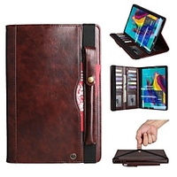 Case For Samsung Galaxy Samsung Tab S5e T720 10.5 / Samsung Tab A 10.1(2019)T510 Wallet / Card Holder / Shockproof Full Body Cases Solid Colored Hard PU Leather / Genuine Leather