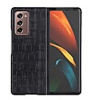 Case For Samsung Galaxy Z Fold 2 Shockproof Flip Full Body Cases Solid Colored Alligator Print Genuine Leather Case