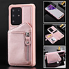 Case for Samsung scene graph Samsung Galaxy S20 S20 Plus S20 Ultra A51 A71 Solid color double buckle zipper PU leather material card holder lanyard all-inclusive anti-fall mobile phone case KT