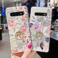 Case For Samsung scene map Samsung Galaxy S10 S10 Plus A50 A70 Electroplated laser flower pattern TPU material IMD process ring bracket all-inclusive mobile phone case KLD