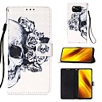Case For Xiaomi Poco X3 NFC / Redmi K20 Pro / Redmi K20 / Mi 10 Lite 5G / Mi 10 Youth 5G Card Holder Flip Magnetic Full Body Cases Skull Flower PU Leather