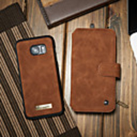 CaseMe Case For Samsung Galaxy S7 edge Card Holder / with Stand / Flip Full Body Cases Solid Colored Hard PU Leather