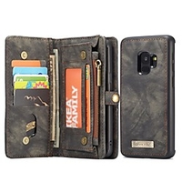 CaseMe Case For Samsung Galaxy S9 Wallet / Card Holder / with Stand Full Body Cases Solid Color Hard Genuine Leather miniinthebox