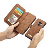 CaseMe Leather Case For Samsung Galaxy S9 / S9 Plus / S8 Plus Wallet / Card Holder / Shockproof Full Body Cases Solid Colored Hard Genuine Leather Case for Samsung