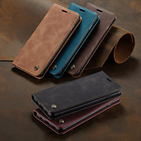 CaseMe Retro Business Leather Magnetic Flip Case For Samsung Galaxy S10 / S9 / S8 / S10 Plus / S9 Plus / S8 Plus / A50 / A30 With Wallet Card Slot Stand Case Cover