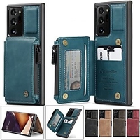 CaseMe Retro Leather Zipper Purse Back Case For Samsung Galaxy A52 A72 Note 20 10 Ultra S21 S20 S10 Wallet Card Slot Stand Credit Card Holder Cases Wristlet Zipper Wallet miniinthebox