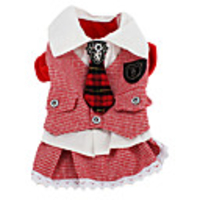 Casual Checked Style Skirt for Dogs (XS-XL,  Red)