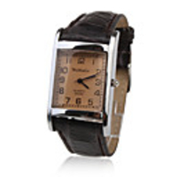 Casual PC Quartz Wrist Watch with Brown PU Leather Band