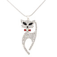 Cat Diamond Silver Necklace