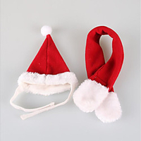 Cat Dog Bandanas Hats Winter Dog Clothes Red Costume Cotton Solid Colored Party Cosplay Casual / Daily S M L
