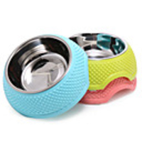 Cat Dog Bowls Water Bottles / Feeders Stainless Steel Rubber Portable Foldable Yellow Blue Pink Bowls Feeding