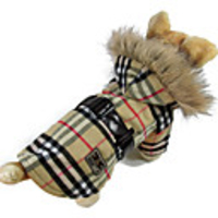 Cat Dog Coat Hoodie Plaid / Check Fashion Outdoor Winter Dog Clothes Yellow Red Costume Cotton S M L XL