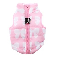 Cat Dog Coat Vest Puppy Clothes Bowknot Casual / Daily Keep Warm Outdoor Winter Dog Clothes Puppy Clothes Dog Outfits Breathable Pink Costume for Girl and Boy Dog Cotton XS S M L miniinthebox