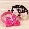 Cat Dog Collar Adjustable / Retractable Bowknot PU Leather Purple Yellow