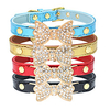 Cat Dog Collar Adjustable / Retractable Rhinestone Bowknot PU Leather Golden Black Red Blue Pink