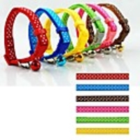 Cat Dog Collar Adjustable / Retractable With Bell Polka Dot Nylon
