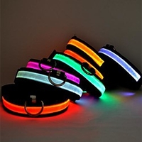 Cat Dog Collar LED Lights Adjustable / Retractable Solid Colored Nylon White Yellow Red Blue Pink miniinthebox