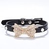 Cat Dog Collar Rhinestone PU Leather Golden Black Red Blue Pink