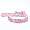 Cat Dog Collar Rhinestone PU Leather Golden Red