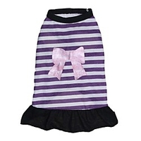 Cat Dog Dress Stripes Casual / Daily Fashion Dog Clothes Puppy Clothes Dog Outfits Breathable Purple Costume for Girl and Boy Dog Cotton XS S M L miniinthebox