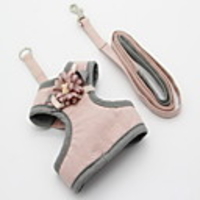 Cat Dog Harness Leash Adjustable Flower / Floral British Fabric Green Pink