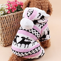 Cat Dog Hoodie Jumpsuit Pajamas Reindeer Keep Warm Christmas Winter Dog Clothes Puppy Clothes Dog Outfits Blue Pink Brown Costume for Girl and Boy Dog Polar Fleece S M L XL XXL miniinthebox