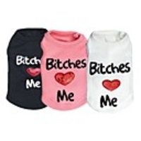 Cat Dog Shirt / T-Shirt Heart Letter Number Dog Clothes White Black Pink Costume Terylene XXS XS S M L
