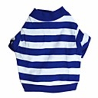 Cat Dog Shirt / T-Shirt Stripes Dog Clothes Breathable Blue Costume Cotton XS S M L