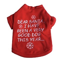 Cat Dog Shirt / T-Shirt Winter Dog Clothes Red Costume Cotton Snowflake Christmas New Year