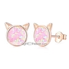 cat earrings opal earrings 18k gold plated sterling silver opal jewelry for women opal cat stud earrings opal jewelry for women (d-pink opal)