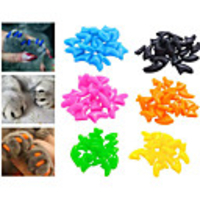 Cat Grooming Health Care Plastic Nail Cap Pet Grooming Supplies Red Pink Orange 20pcs