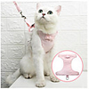 Cat Harness Leash Adjustable Soft Safety Solid Colored Cotton Pink Blue 2pcs