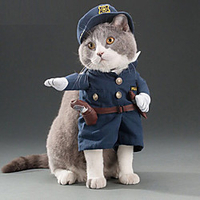 Cat Pets Vest Cute and Cuddly Safety Walking Color Block Polyester Cotton Dark Blue 1pc miniinthebox